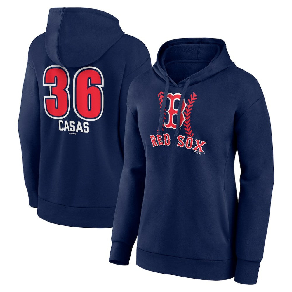 Navy Triston Casas Boston Red Sox Women's Fastball Player Name & Number Pullover Hoodie