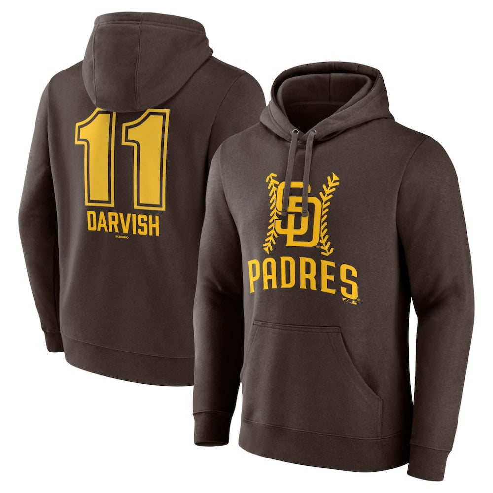 Brown Yu Darvish San Diego Padres Fastball Player Name & Number Pullover Hoodie
