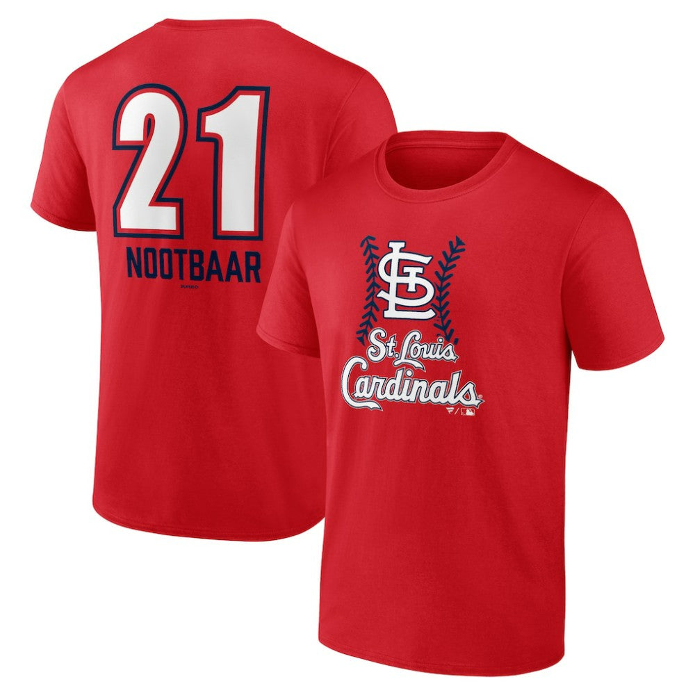 Red Lars Nootbaar St. Louis Cardinals Fastball Player Name & Number T-Shirt