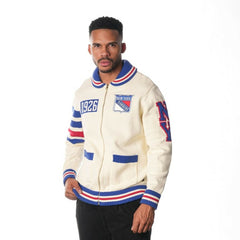 NHL New York Rangers The Wild Collective Unisex Jacquard Full-Zip Sweater
