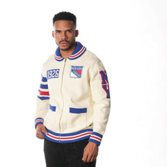 NHL New York Rangers The Wild Collective Unisex Jacquard Full-Zip Sweater