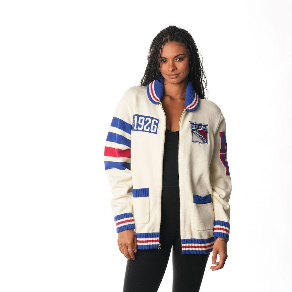 NHL New York Rangers The Wild Collective Unisex Jacquard Full-Zip Sweater