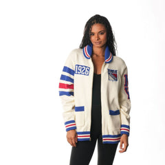 NHL New York Rangers The Wild Collective Unisex Jacquard Full-Zip Sweater