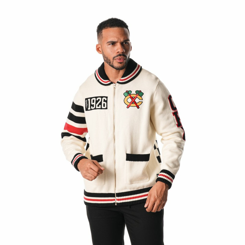 NHL Chicago Blackhawks The Wild Collective Unisex Jacquard Full-Zip Sweater