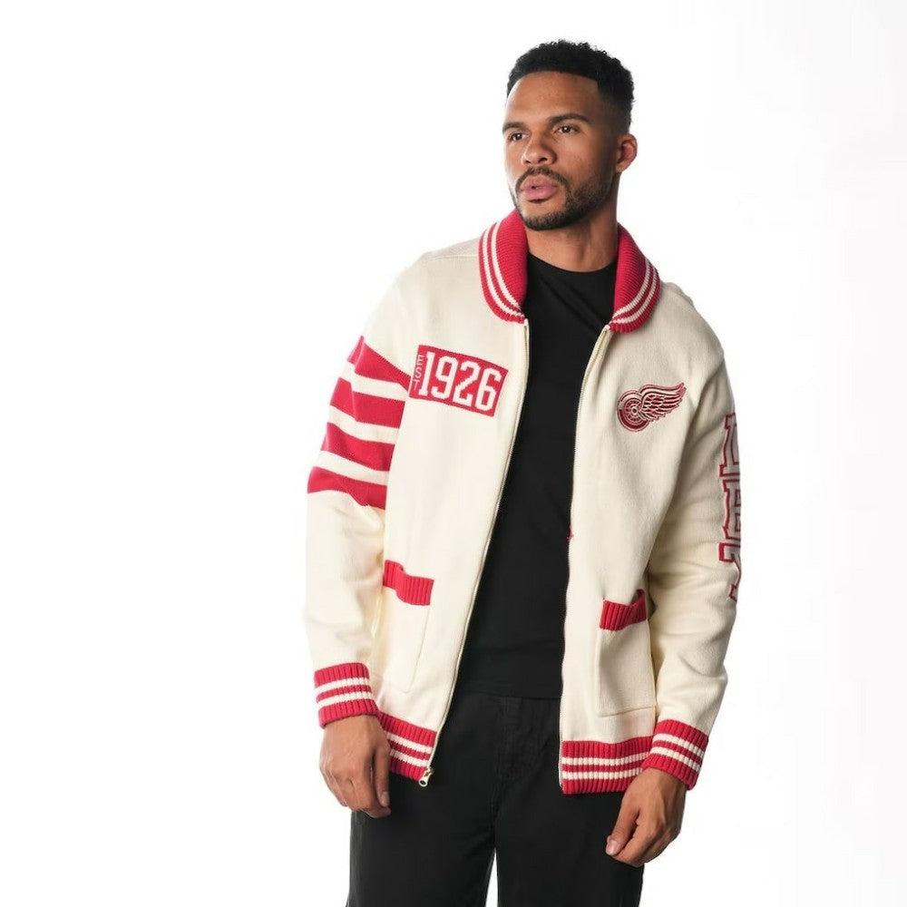 NHL Detroit Red Wings The Wild Collective Unisex Jacquard Full-Zip Sweater