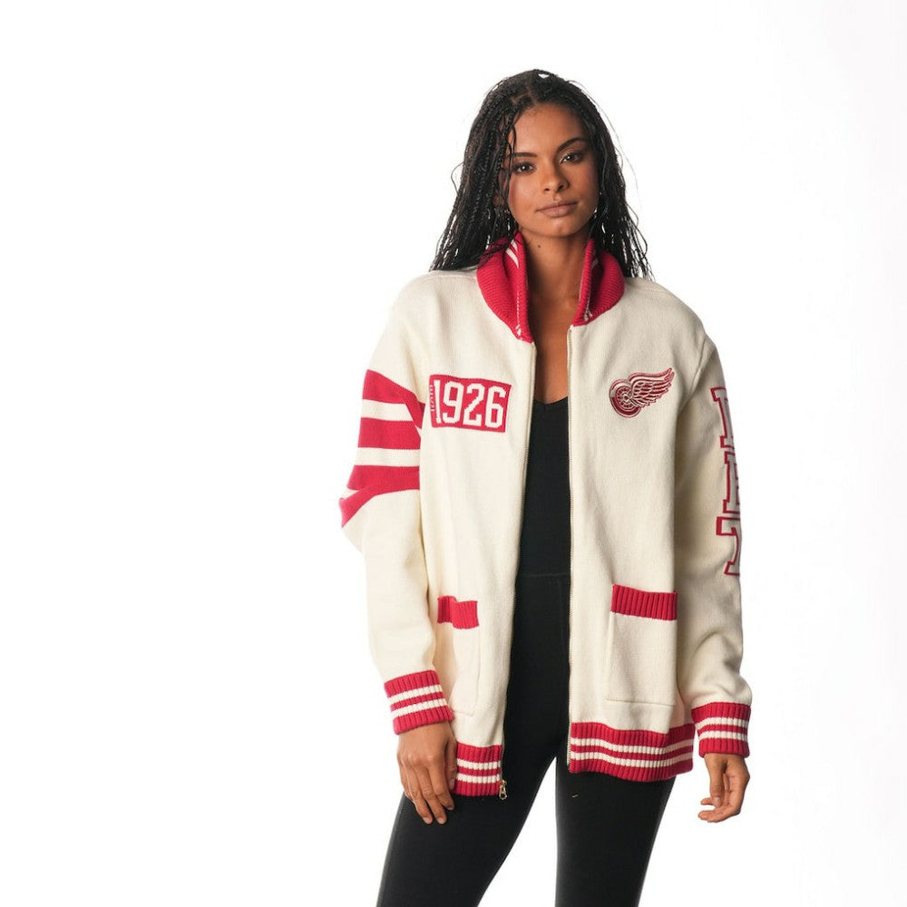 NHL Detroit Red Wings The Wild Collective Unisex Jacquard Full-Zip Sweater