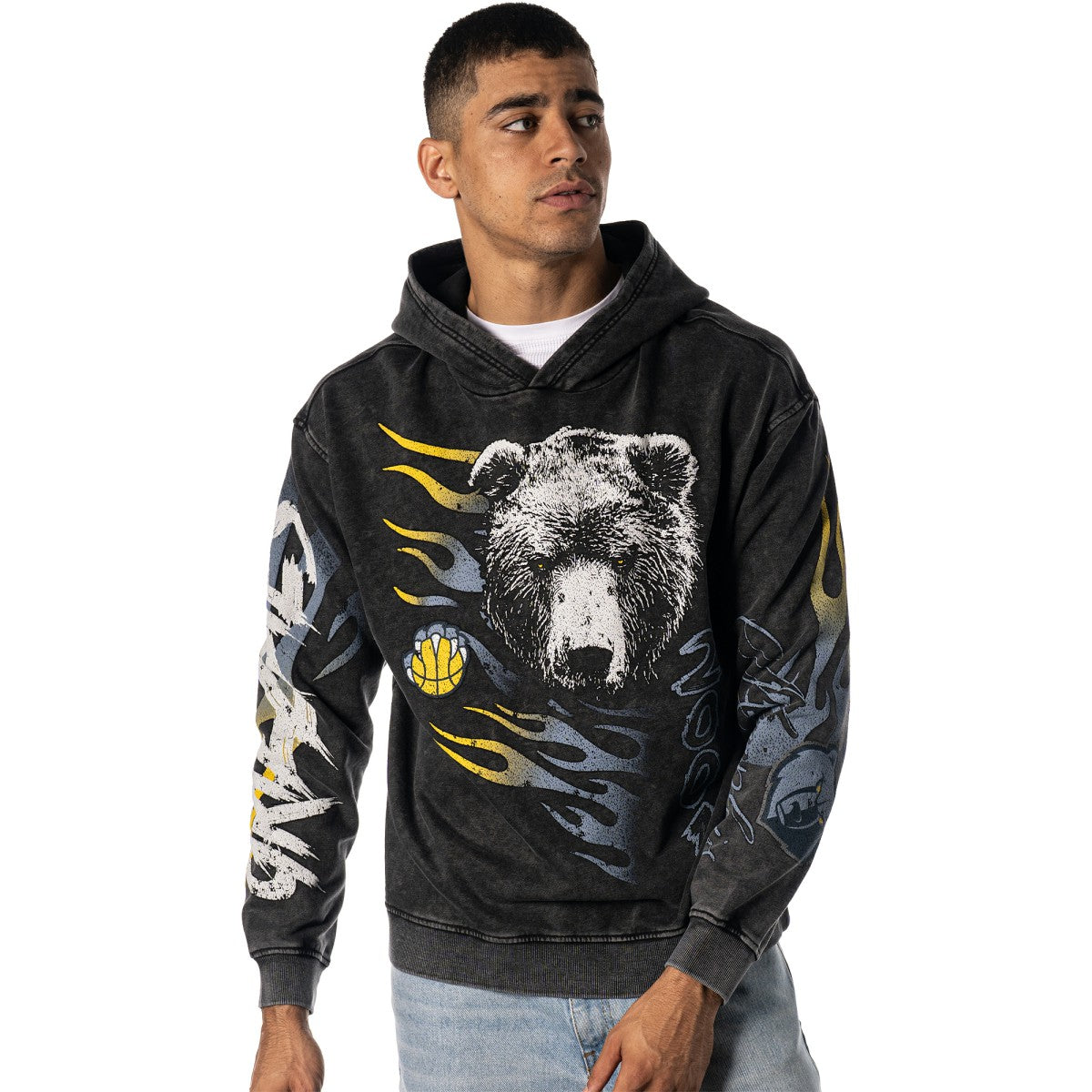 Memphis Grizzlies The Wild Collective Unisex Acid Wash Flame Pullover Hoodie