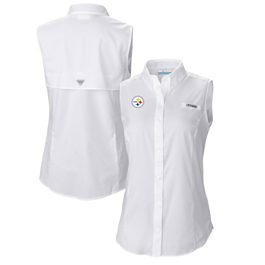 Women's PFG Tamiami Omni-Shade Sleeveless Button-Up Shirt - Pittsburgh Steelers