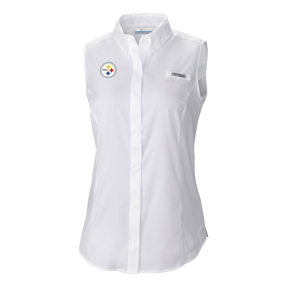 Women's PFG Tamiami Omni-Shade Sleeveless Button-Up Shirt - Pittsburgh Steelers