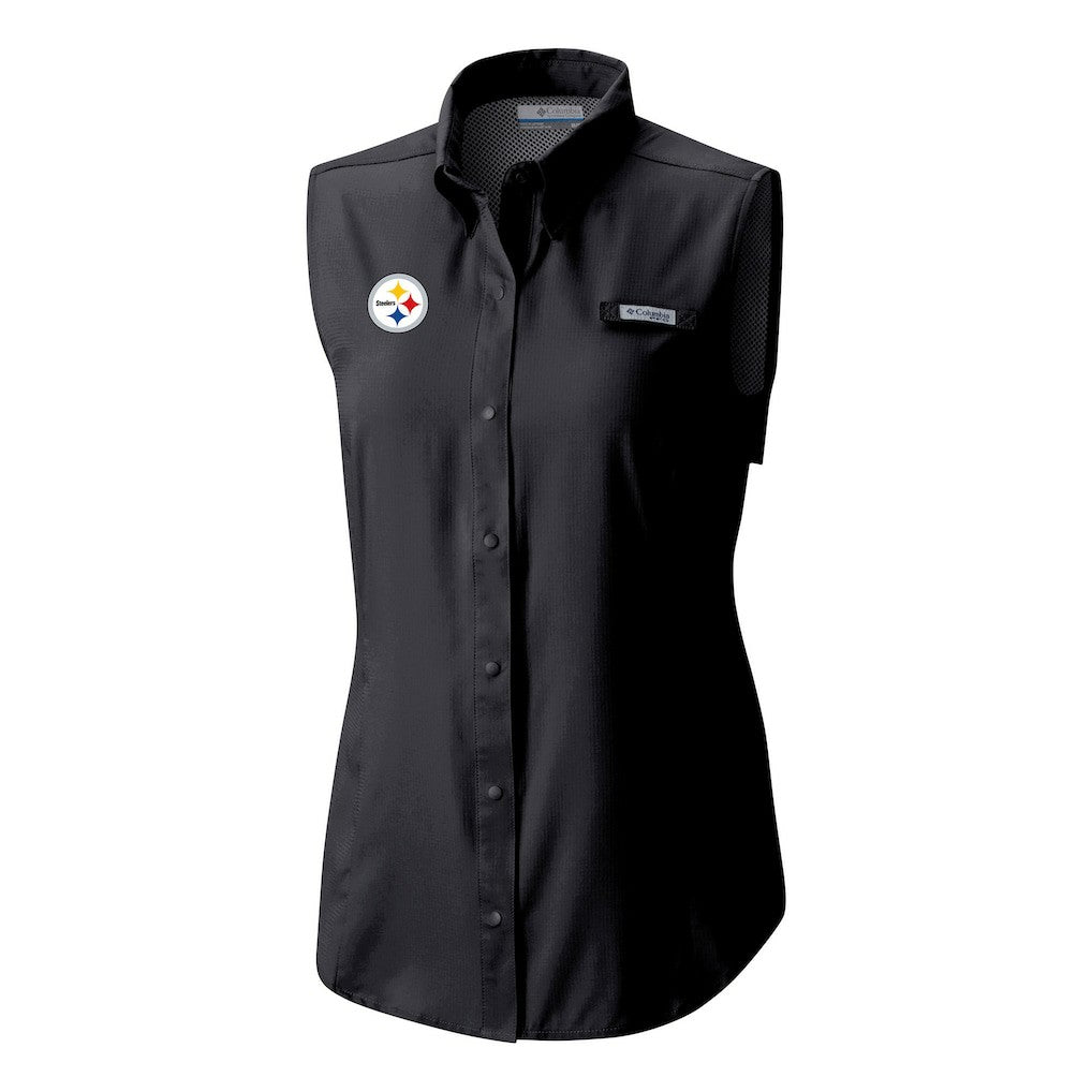 Women's PFG Tamiami Omni-Shade Sleeveless Button-Up Shirt - Pittsburgh Steelers