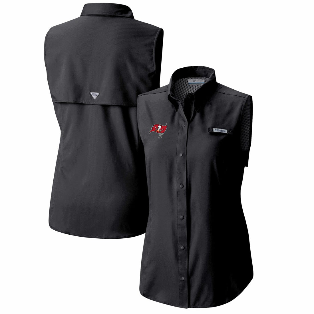 Women's PFG Tamiami Omni-Shade Sleeveless Button-Up Shirt - Tampa Bay Buccaneers
