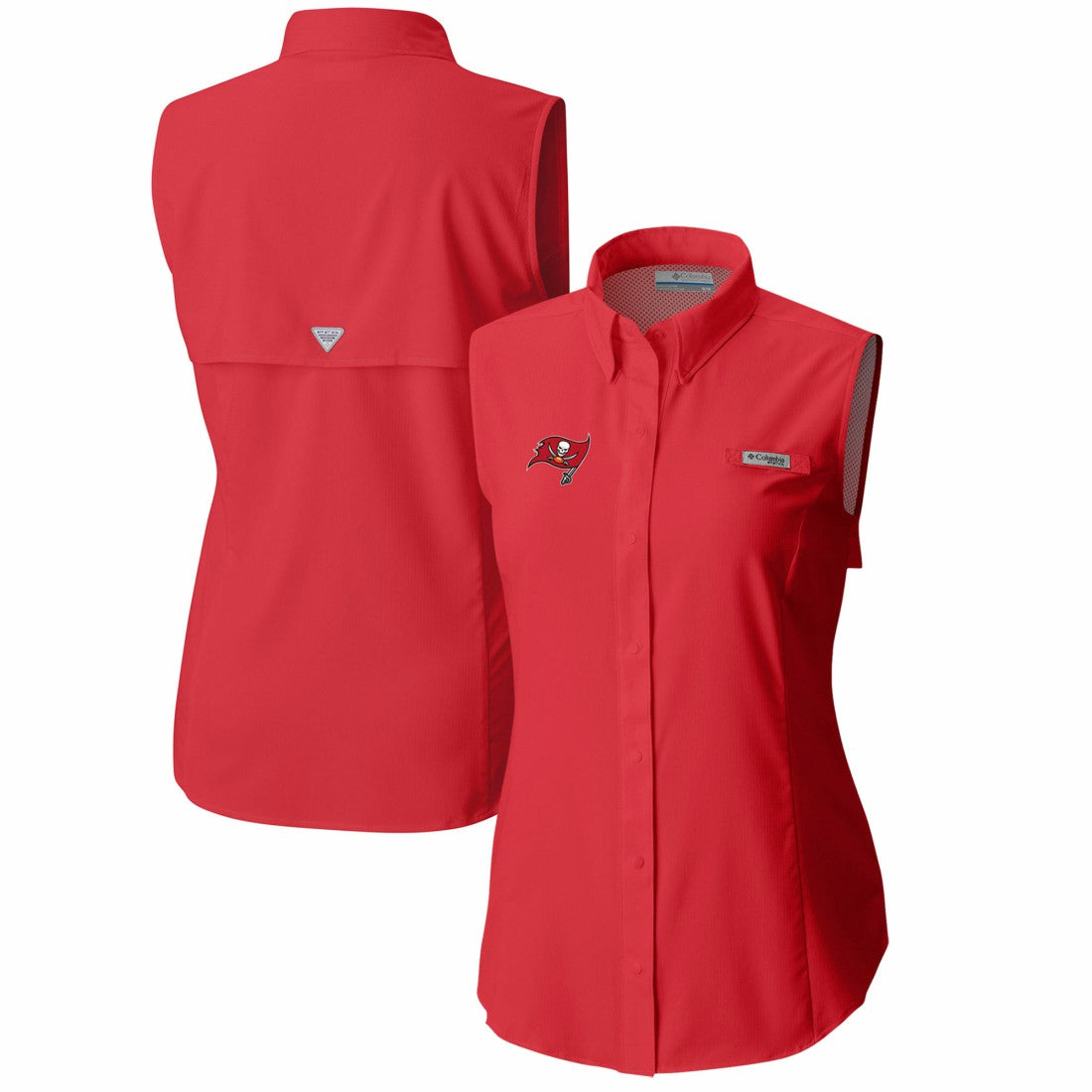 Women's PFG Tamiami Omni-Shade Sleeveless Button-Up Shirt - Tampa Bay Buccaneers