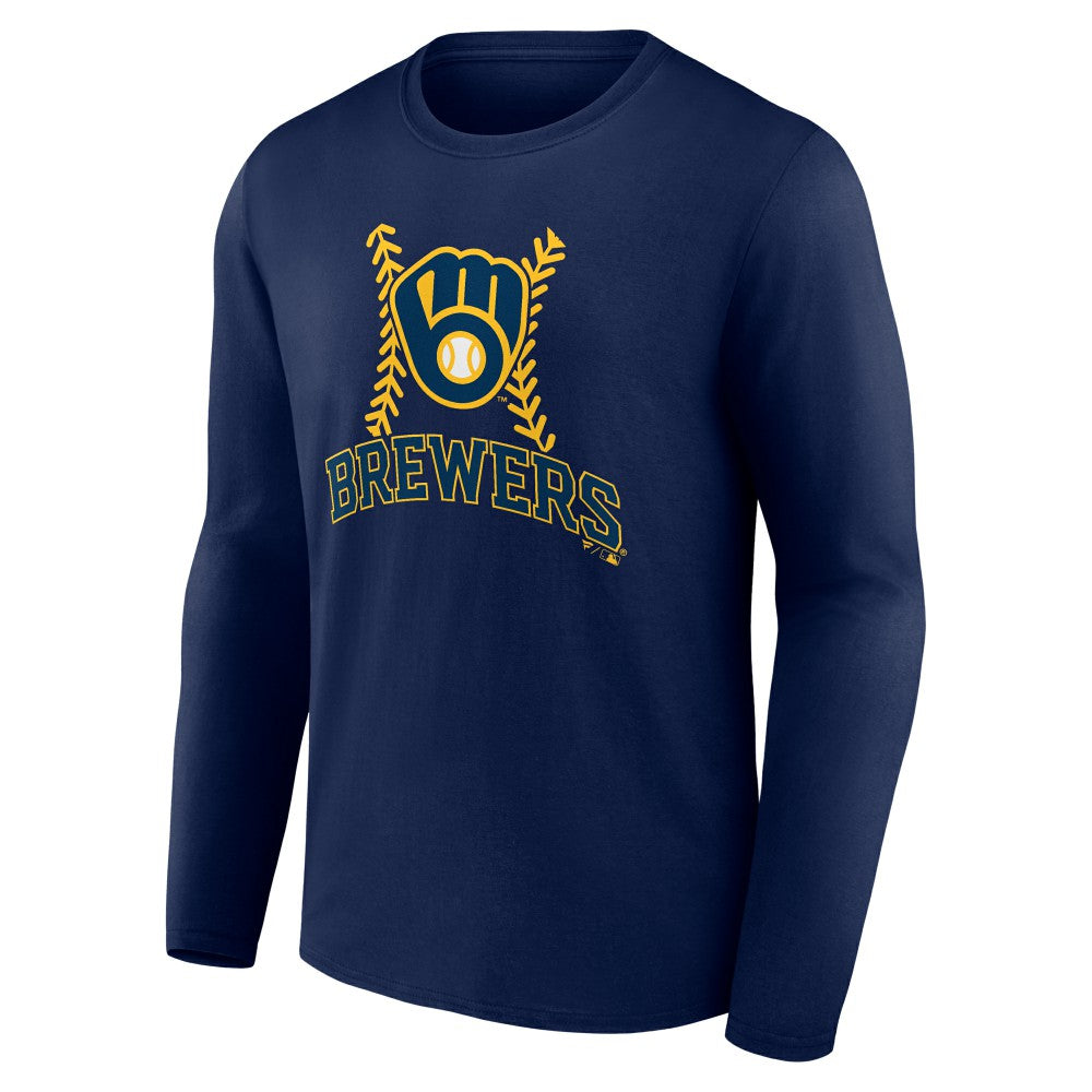 Navy Christian Yelich Milwaukee Brewers Name & Number Fastball Long Sleeve T-Shirt