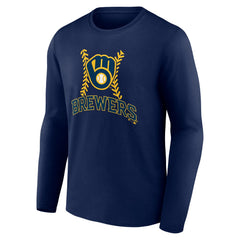 Navy Christian Yelich Milwaukee Brewers Name & Number Fastball Long Sleeve T-Shirt