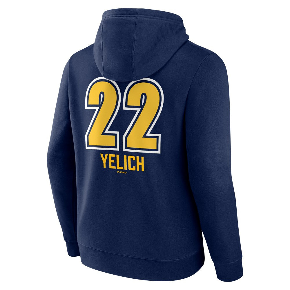 Navy Christian Yelich Milwaukee Brewers Name & Number Fastball Pullover Hoodie