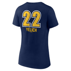 Navy Christian Yelich Milwaukee Brewers Women's Name & Number Fastball V-Neck T-Shirt
