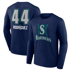 Navy Julio Rodríguez Seattle Mariners Name & Number Fastball Long Sleeve T-Shirt