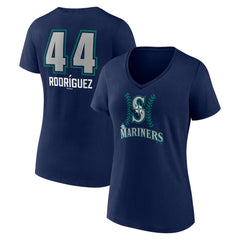 Navy Julio Rodríguez Seattle Mariners Women's Name & Number Fastball V-Neck T-Shirt