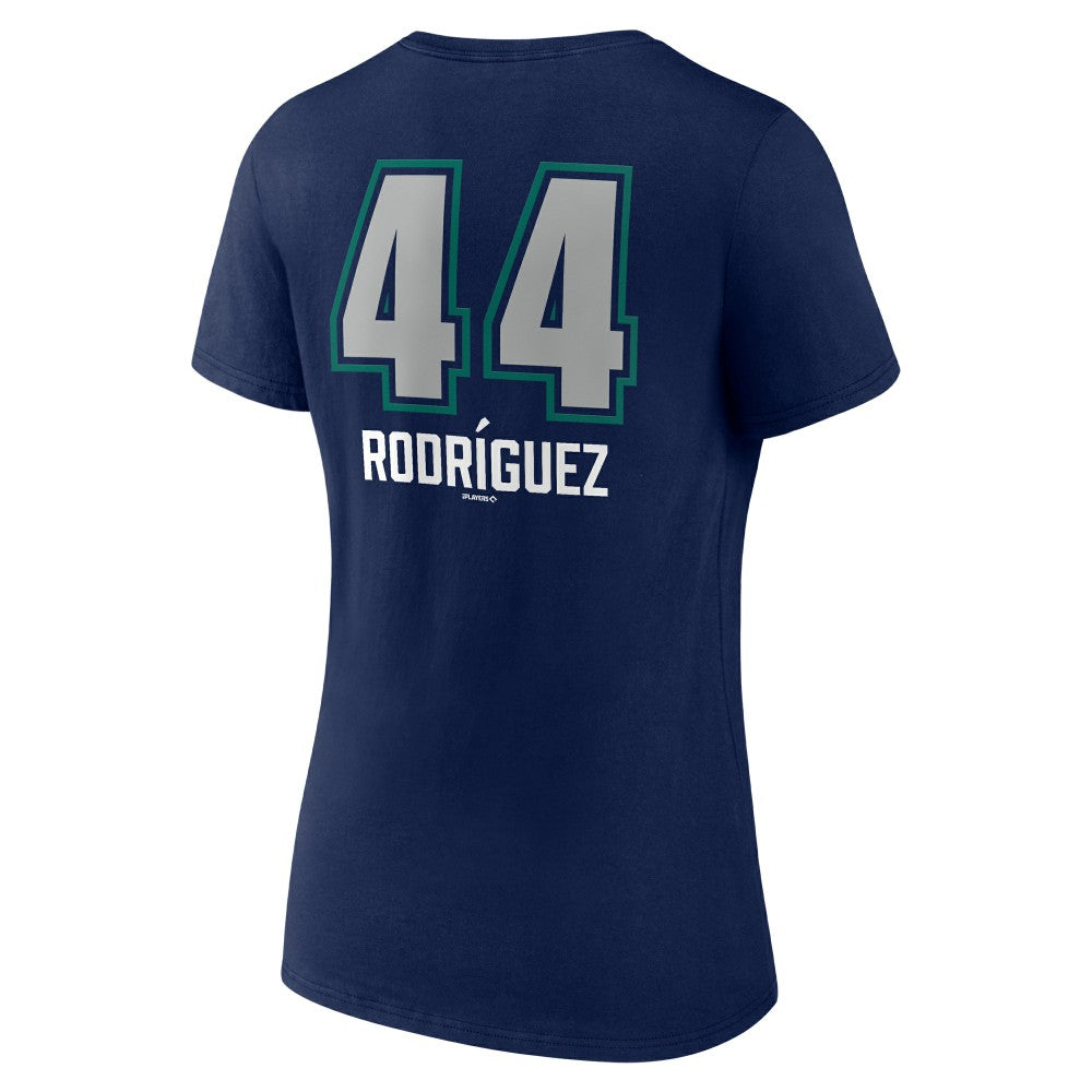 Navy Julio Rodríguez Seattle Mariners Women's Name & Number Fastball V-Neck T-Shirt