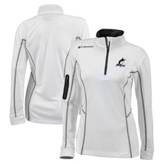 White Miami Marlins Columbia Women's Omni-Wick Shotgun Quarter-Zip Pullover Top