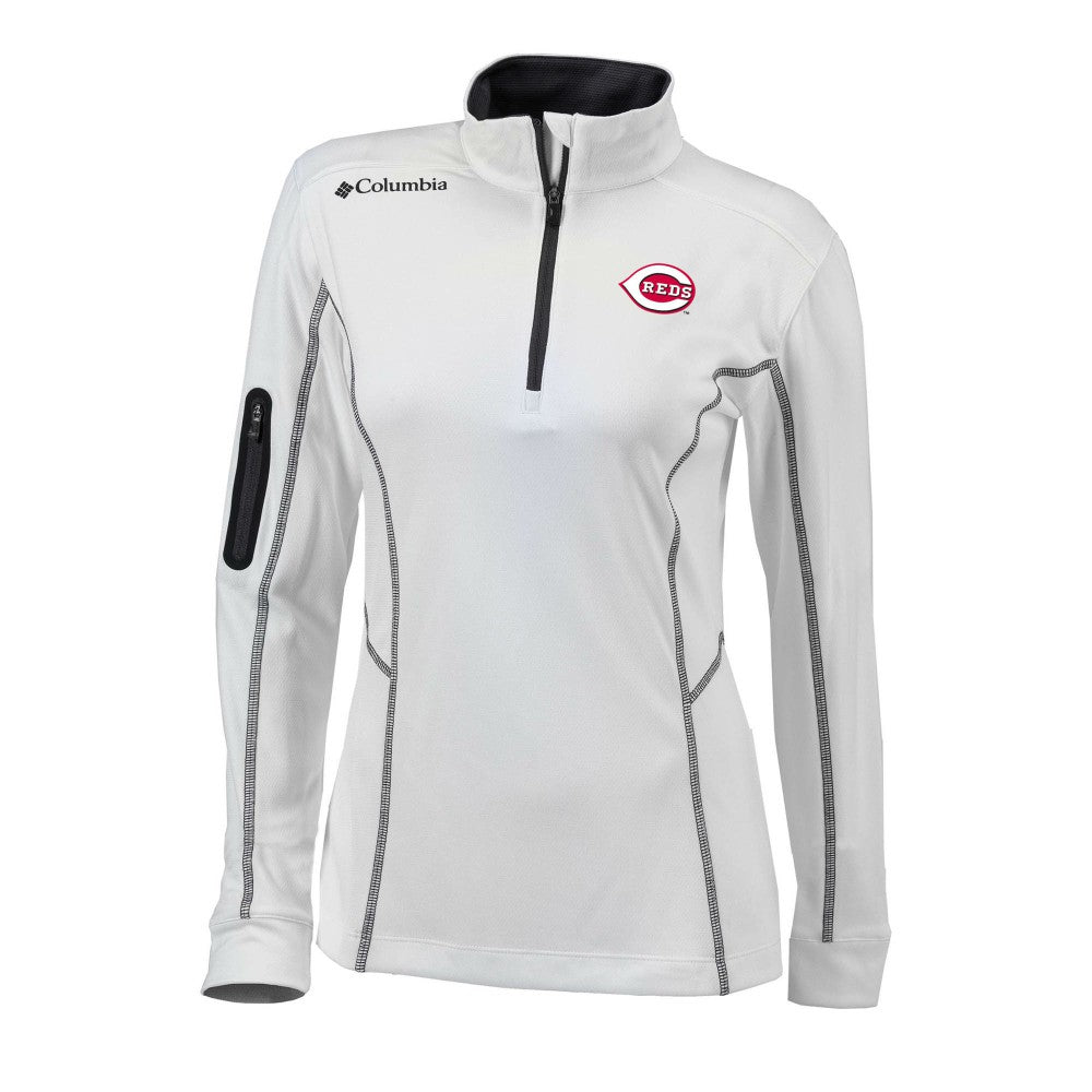 White Cincinnati Reds Columbia Women's Omni-Wick Shotgun Quarter-Zip Pullover Top