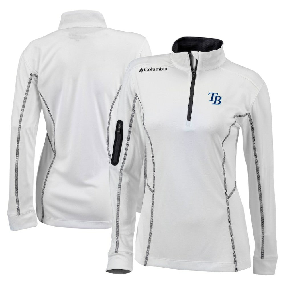 White Tampa Bay Rays Columbia Women's Omni-Wick Shotgun Quarter-Zip Pullover Top