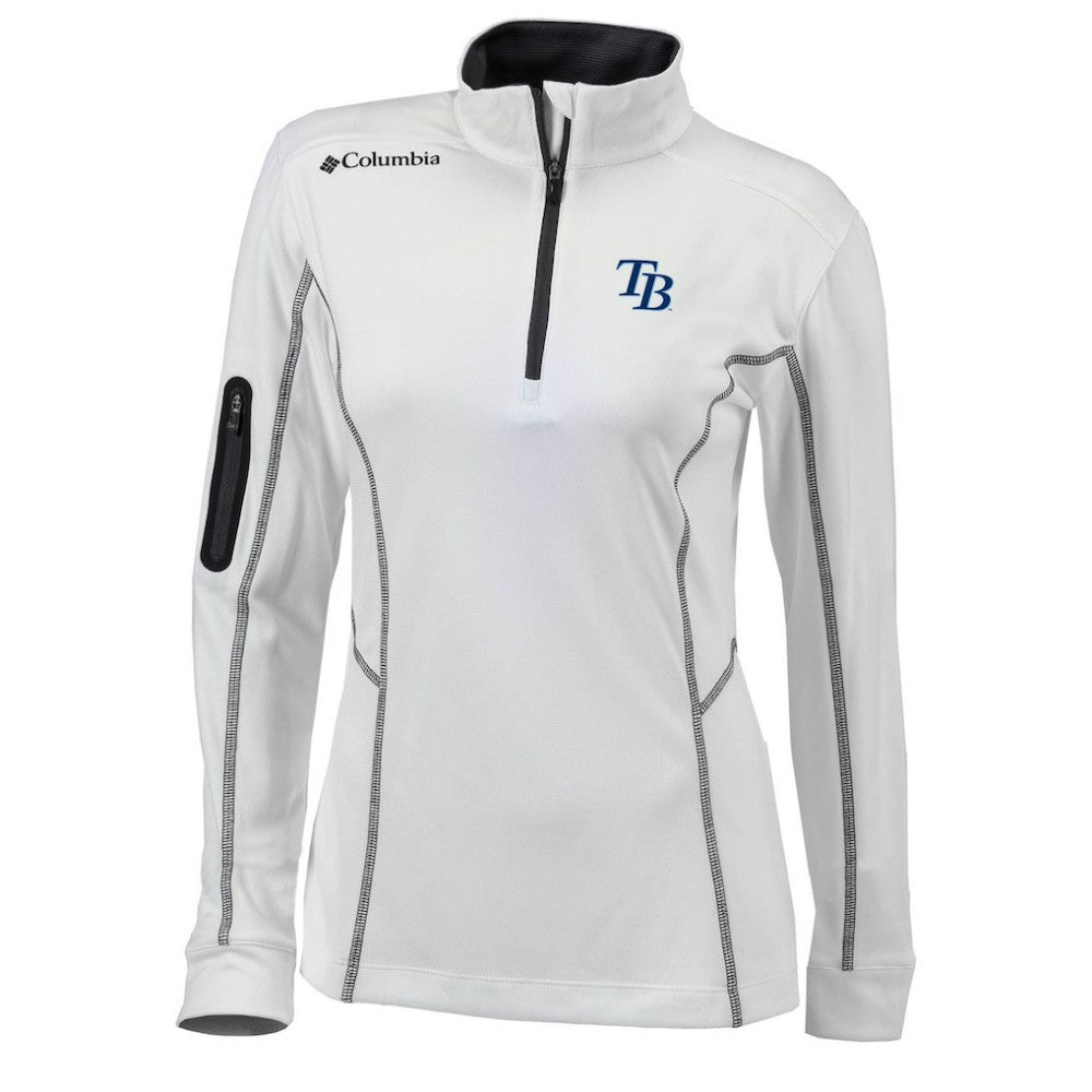 White Tampa Bay Rays Columbia Women's Omni-Wick Shotgun Quarter-Zip Pullover Top