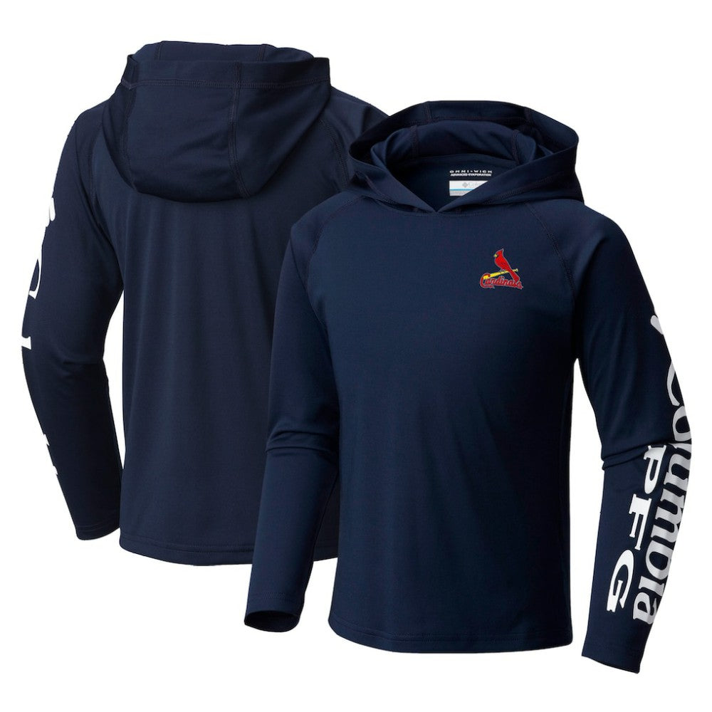 Navy St. Louis Cardinals Columbia Youth Terminal Tackle Long Sleeve Hoodie T-Shirt