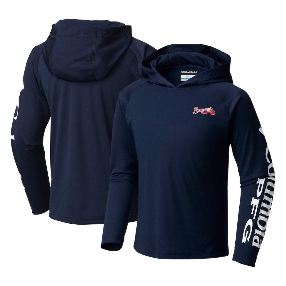 Navy Atlanta Braves Columbia Youth Terminal Tackle Long Sleeve Hoodie T-Shirt