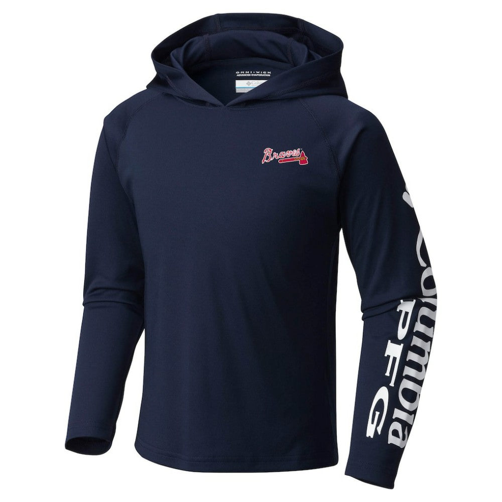 Navy Atlanta Braves Columbia Youth Terminal Tackle Long Sleeve Hoodie T-Shirt