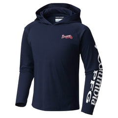 Navy Atlanta Braves Columbia Youth Terminal Tackle Long Sleeve Hoodie T-Shirt