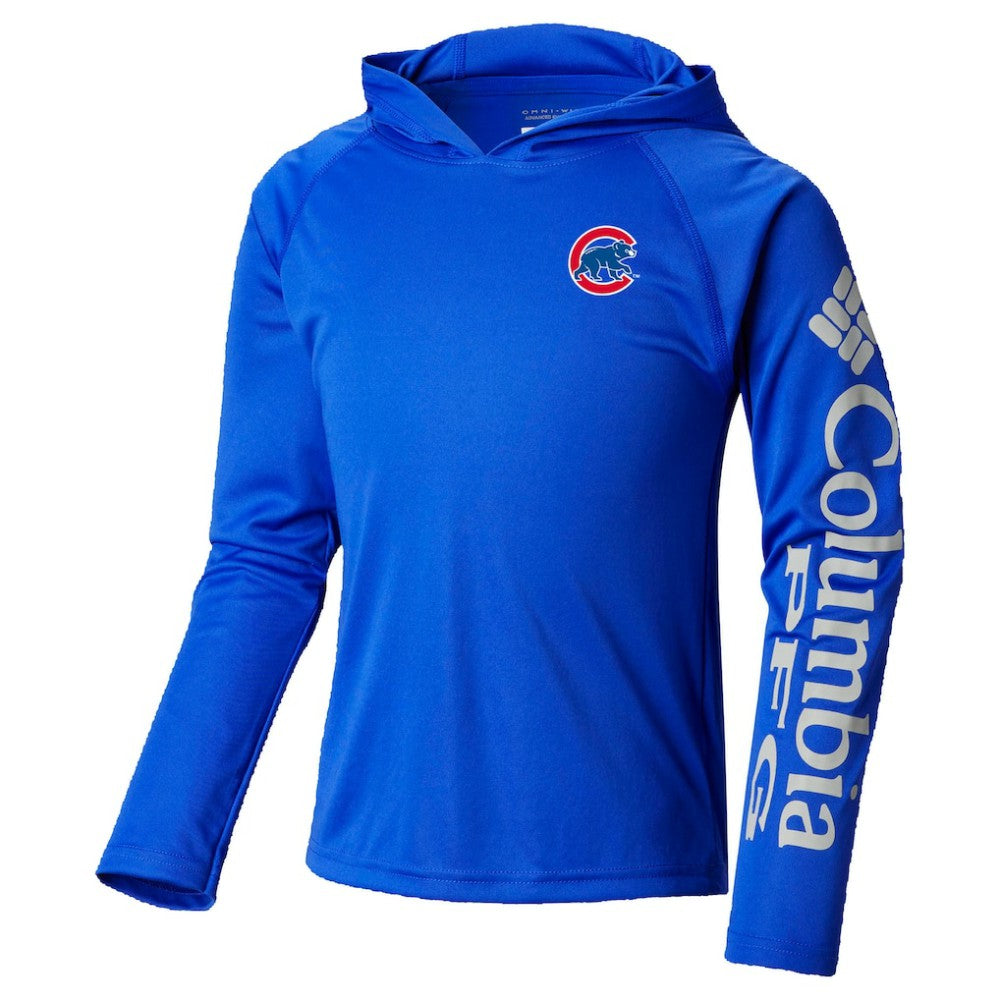 Royal Chicago Cubs Columbia Youth Terminal Tackle Long Sleeve Hoodie T-Shirt