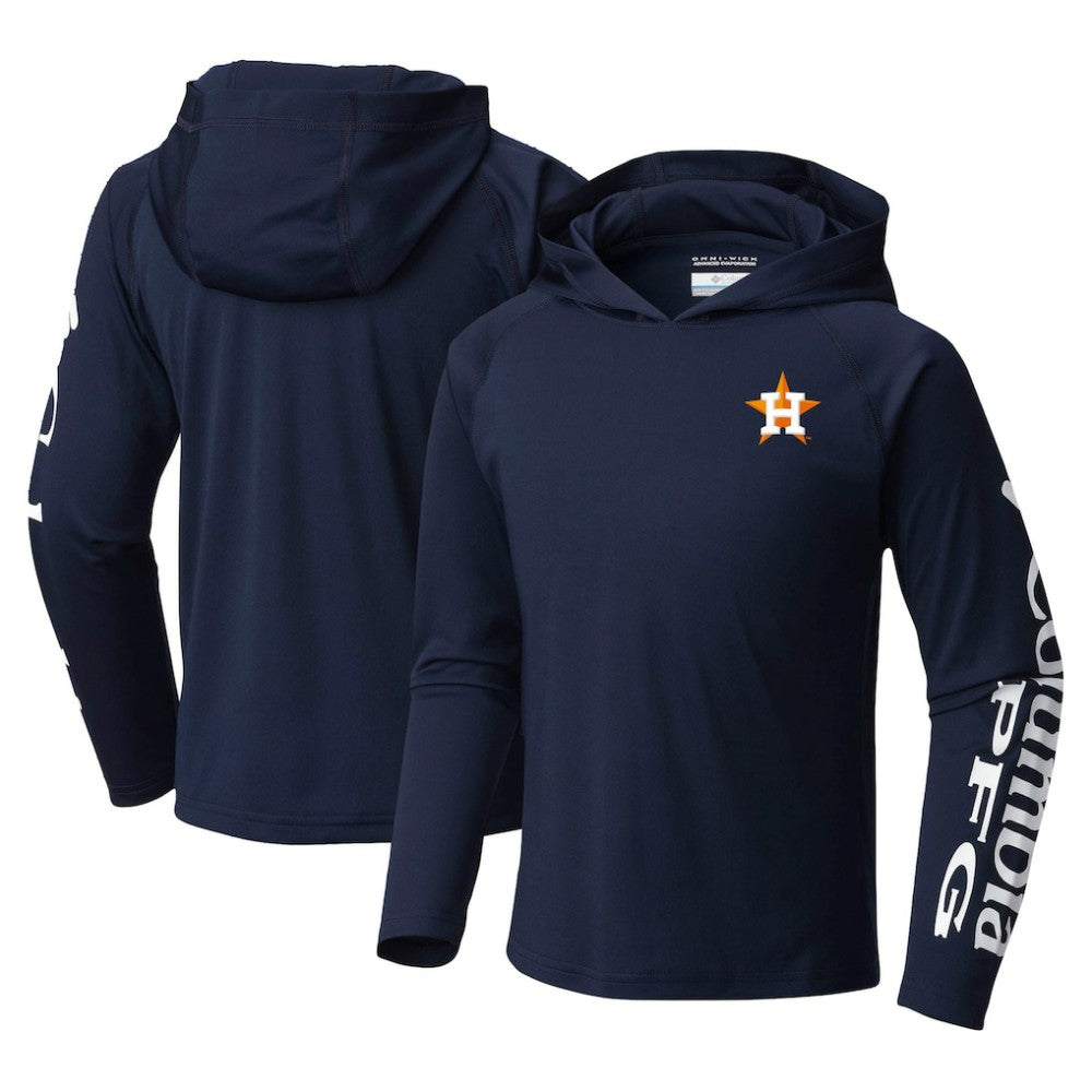 Navy Houston Astros Columbia Youth Terminal Tackle Long Sleeve Hoodie T-Shirt