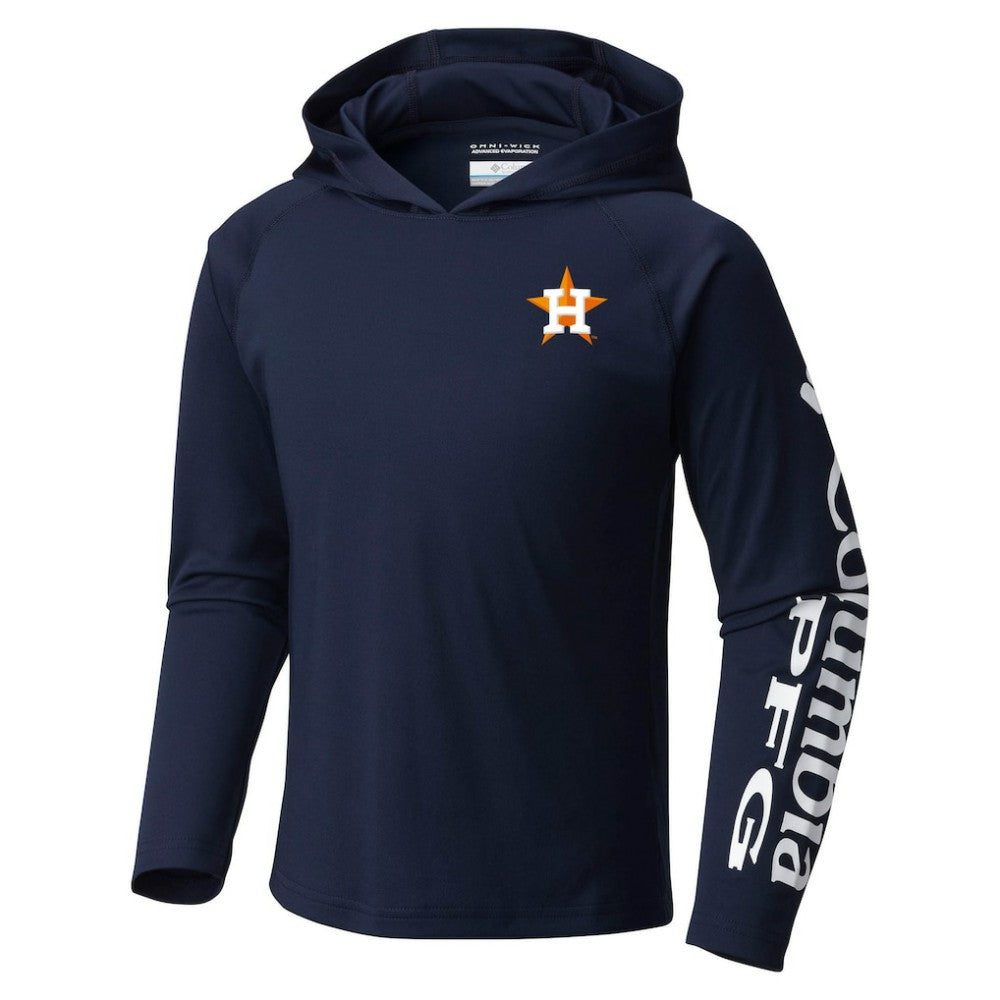 Navy Houston Astros Columbia Youth Terminal Tackle Long Sleeve Hoodie T-Shirt