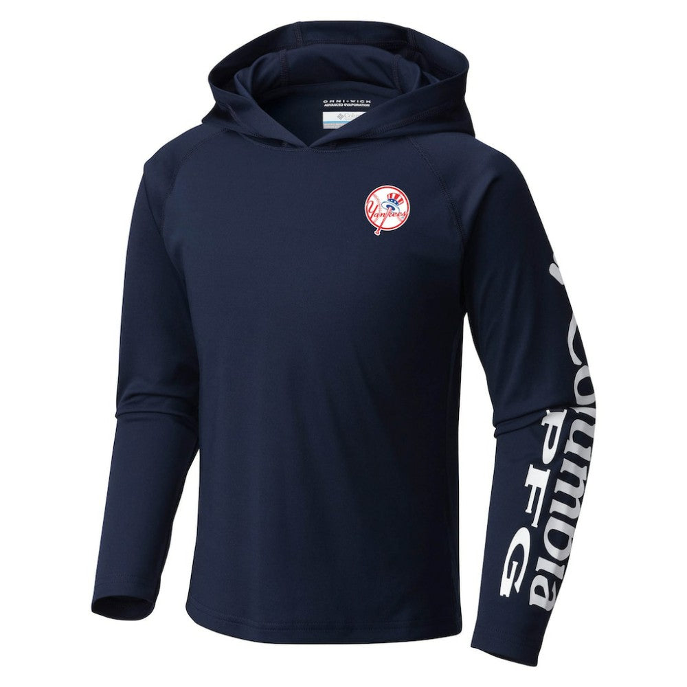 Navy New York Yankees Columbia Youth Terminal Tackle Long Sleeve Hoodie T-Shirt