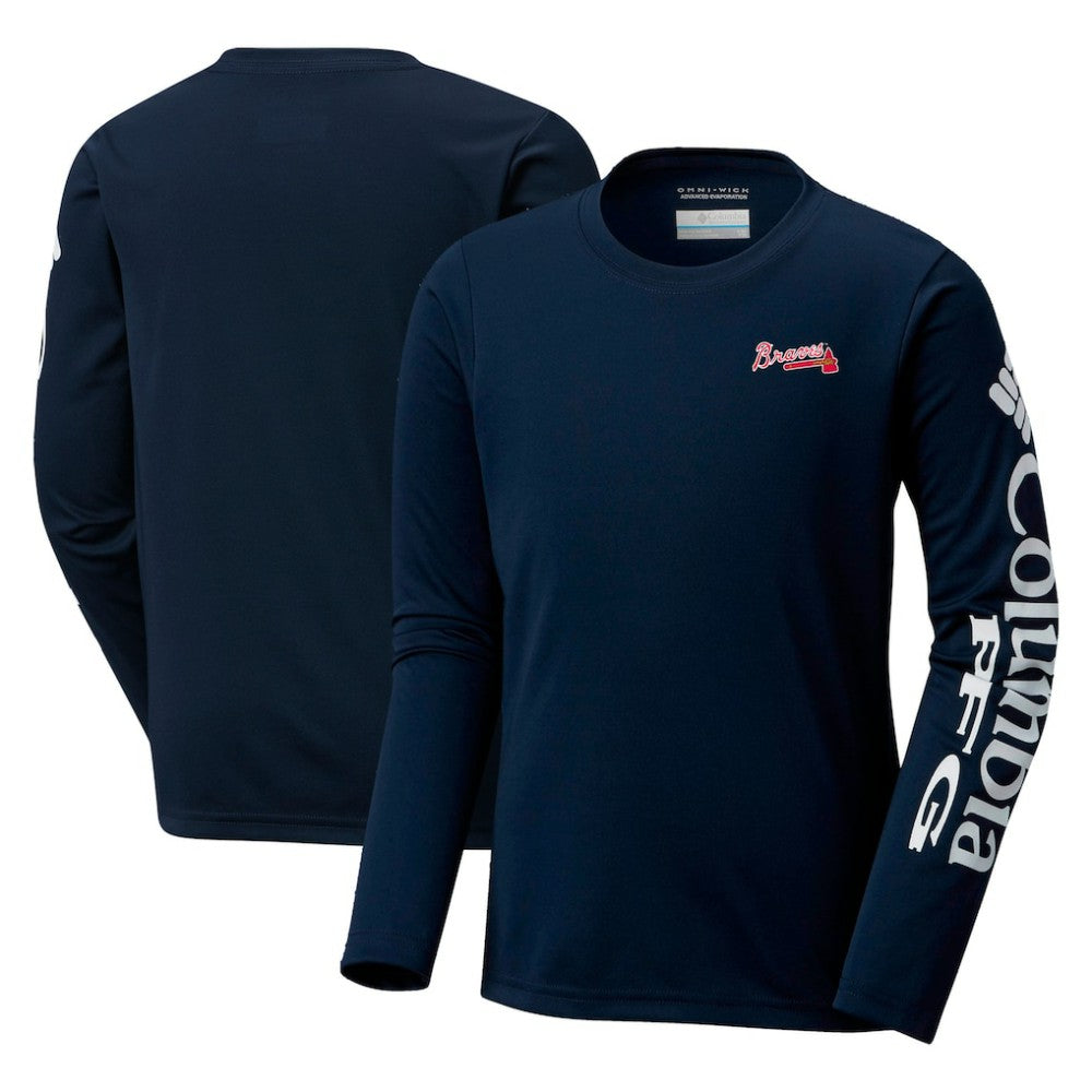 Navy Atlanta Braves Columbia Youth Terminal Tackle Long Sleeve T-Shirt