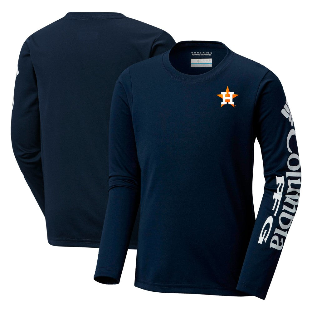 Navy Houston Astros Columbia Youth Terminal Tackle Long Sleeve T-Shirt