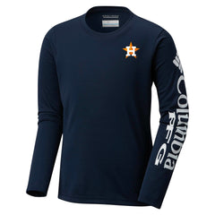 Navy Houston Astros Columbia Youth Terminal Tackle Long Sleeve T-Shirt