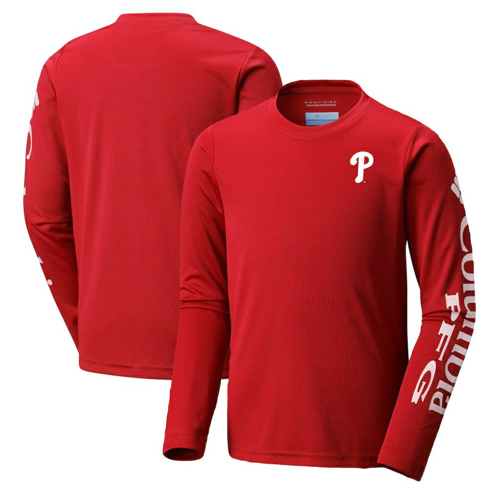 Red Philadelphia Phillies Columbia Youth Terminal Tackle Long Sleeve T-Shirt