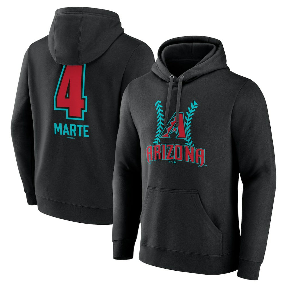 Black Ketel Marte Arizona Diamondbacks Name & Number Fastball Pullover Hoodie