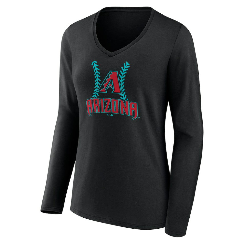 Black Ketel Marte Arizona Diamondbacks Women's Name & Number Fastball V-Neck Long Sleeve T-Shirt