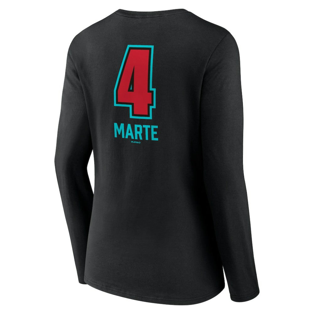 Black Ketel Marte Arizona Diamondbacks Women's Name & Number Fastball V-Neck Long Sleeve T-Shirt