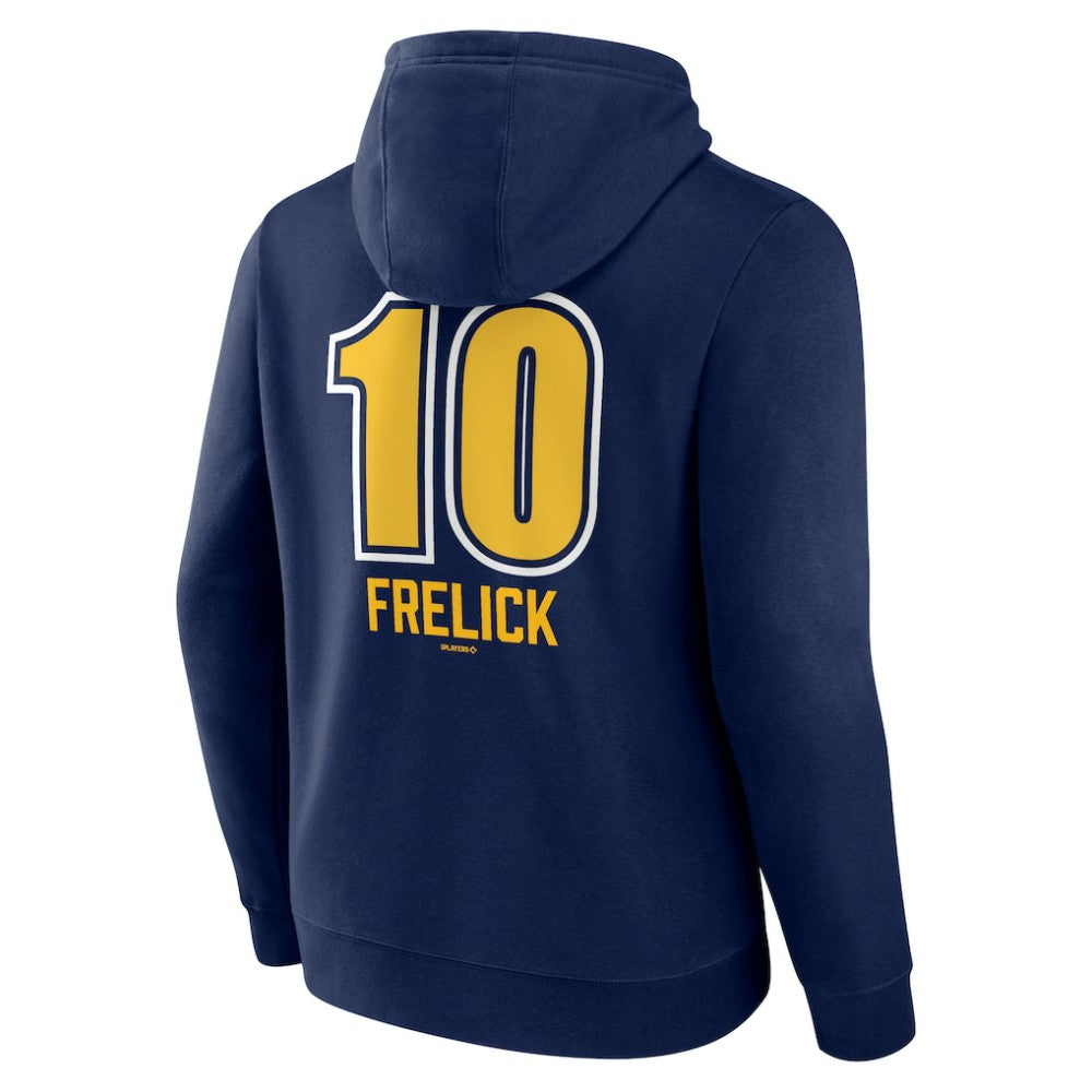 Navy Sal Frelick Milwaukee Brewers Name & Number Fastball Pullover Hoodie
