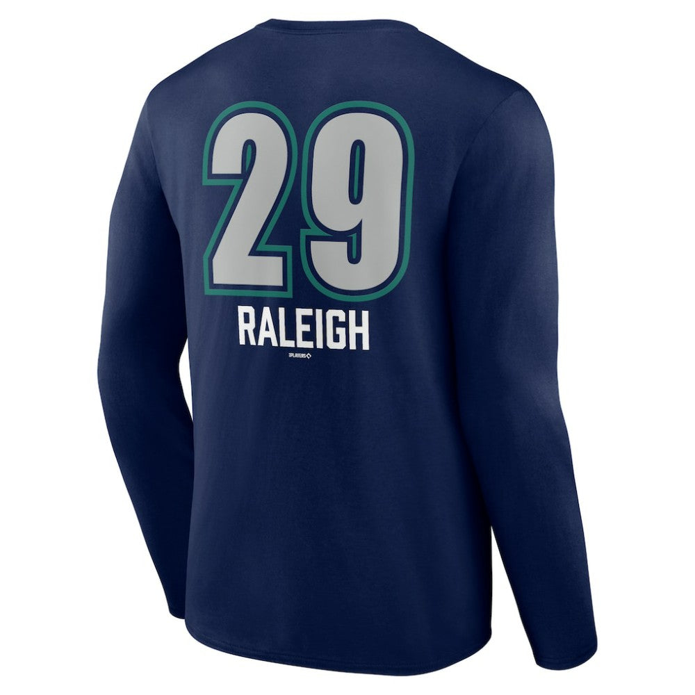 Navy Cal Raleigh Seattle Mariners Name & Number Fastball Long Sleeve T-Shirt
