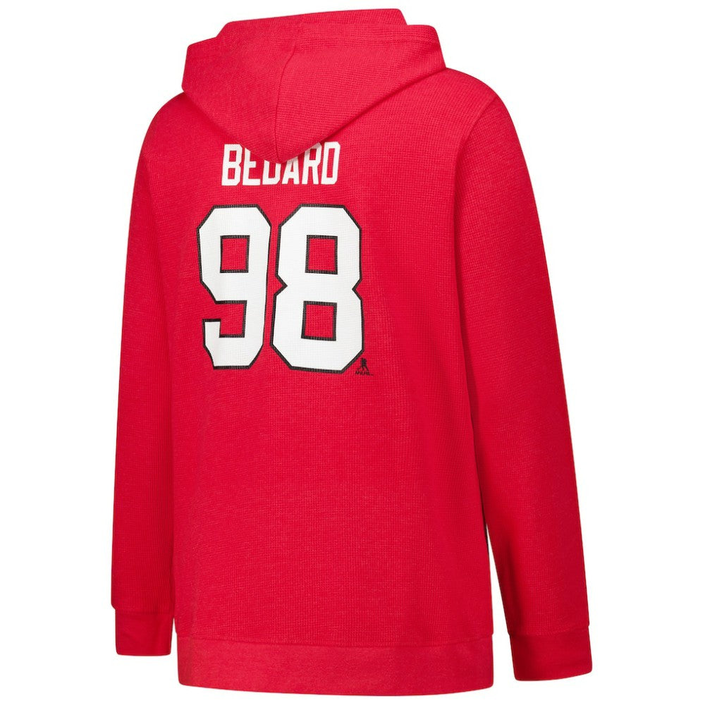 NHL Connor Bedard Chicago Blackhawks Profile Women's Plus Size Name & Number Thermal Pullover Hoodie