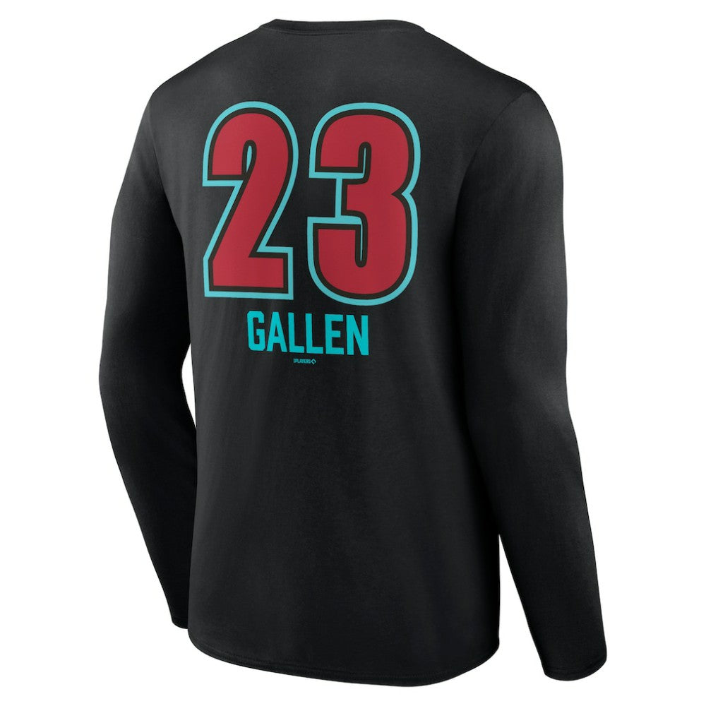 Black Zac Gallen Arizona Diamondbacks Name & Number Fastball Long Sleeve T-Shirt