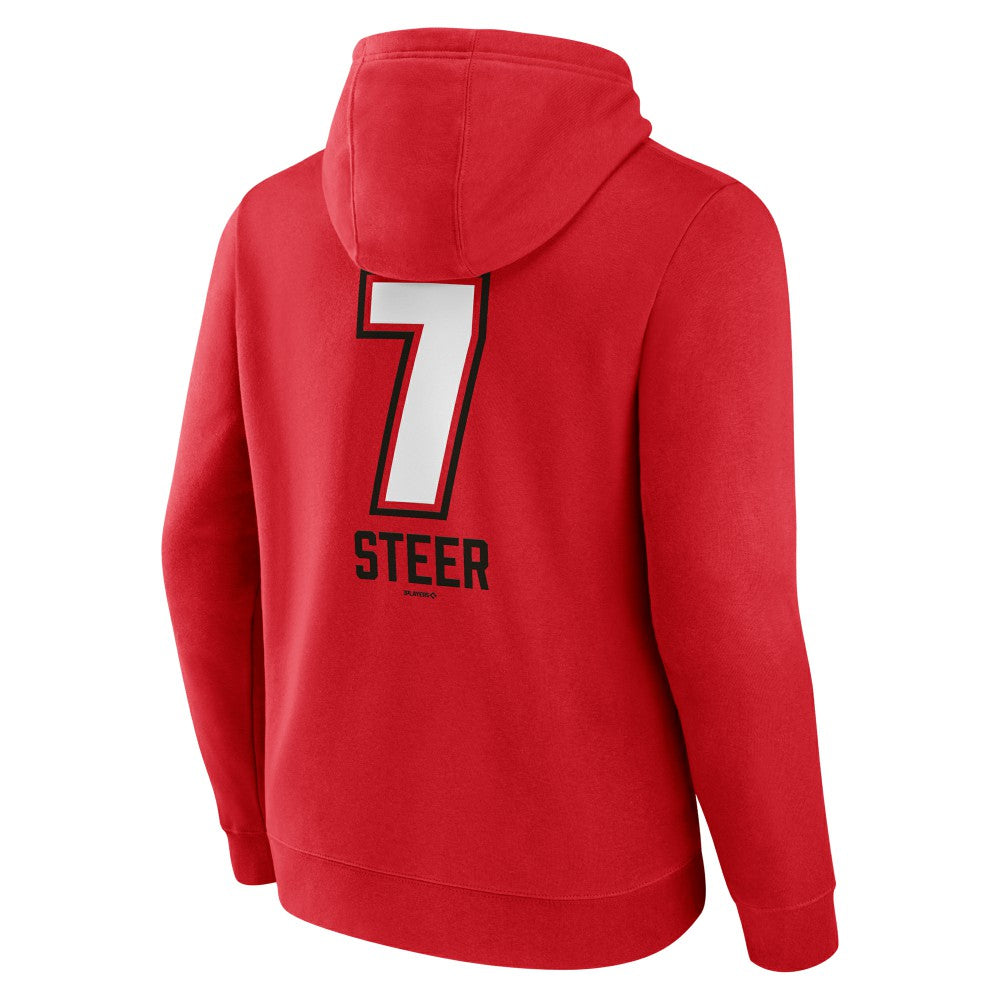 Red Spencer Steer Cincinnati Reds Name & Number Fastball Pullover Hoodie