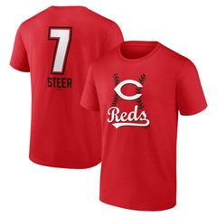 Red Spencer Steer Cincinnati Reds Name & Number Fastball T-Shirt