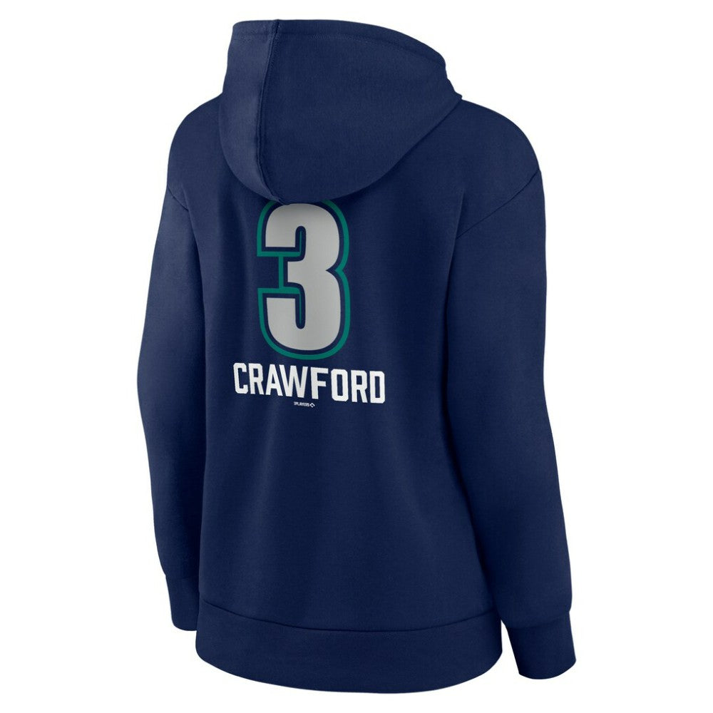 Navy J.P. Crawford Seattle Mariners Women's Name & Number Fastball Pullover Hoodie