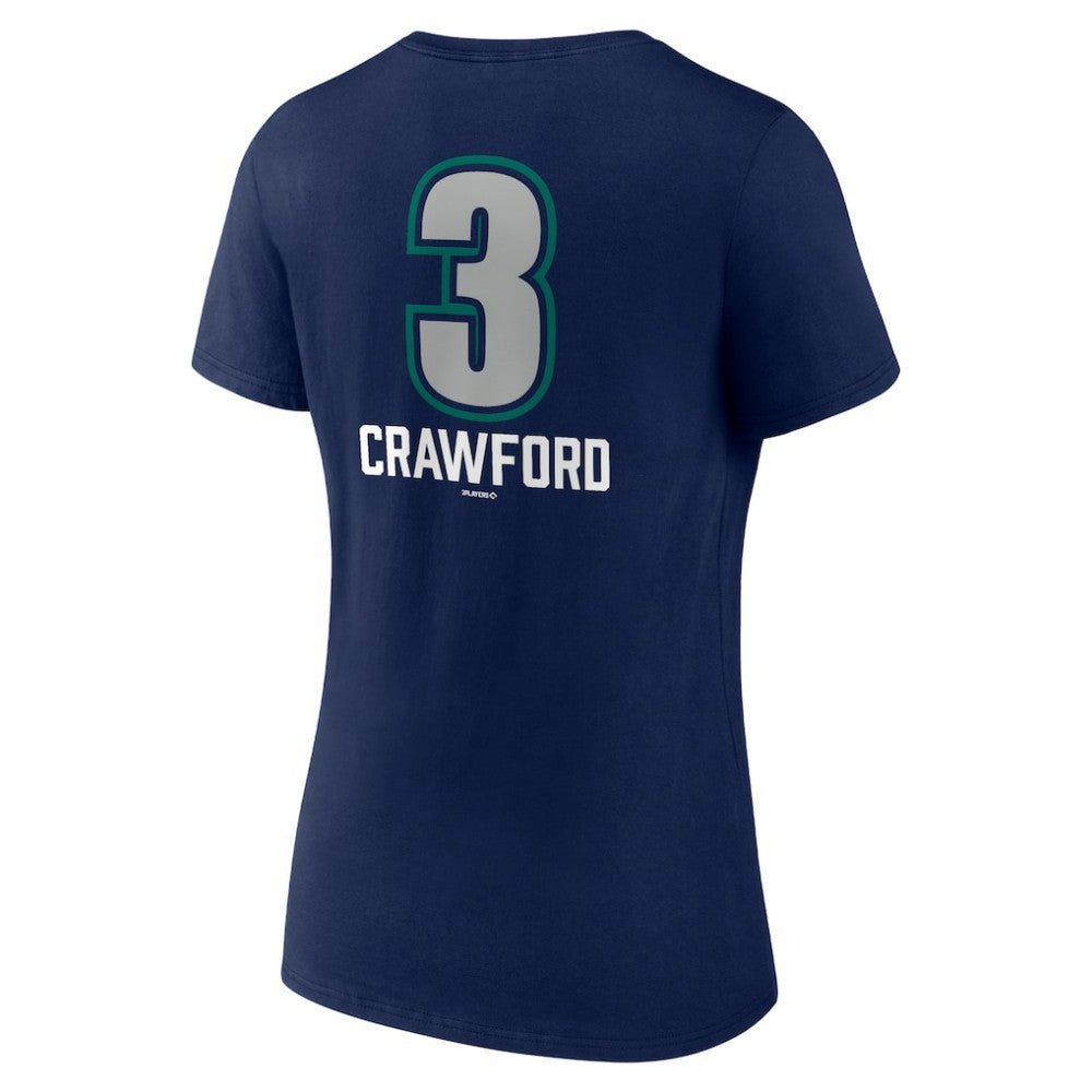 Navy J.P. Crawford Seattle Mariners Women's Name & Number Fastball V-Neck T-Shirt